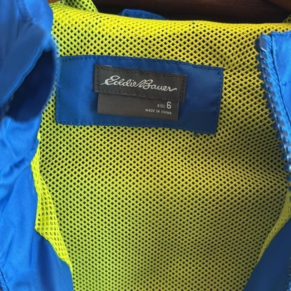 Eddie Bauer Vibrant Blue Kids' Jacket with Camping Fishing Patterned Accents